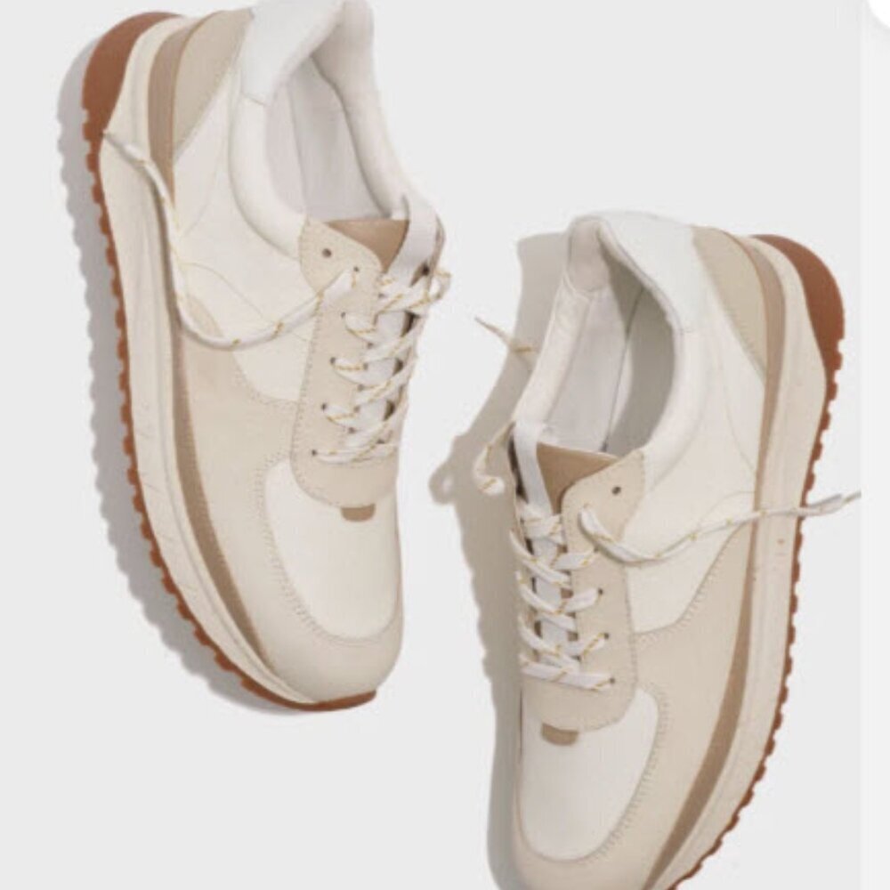 Madewell Kickoff Trainer Sneakers Neutral Colorblock Leather W Size 9 M size 7.5